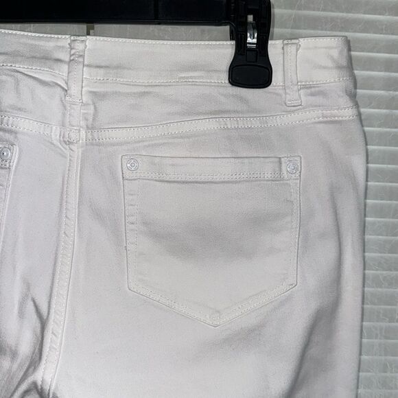 J. Jill 12 White Authentic Fit Cropped Raw Fringe Hem Jeans - Picture 9 of 16